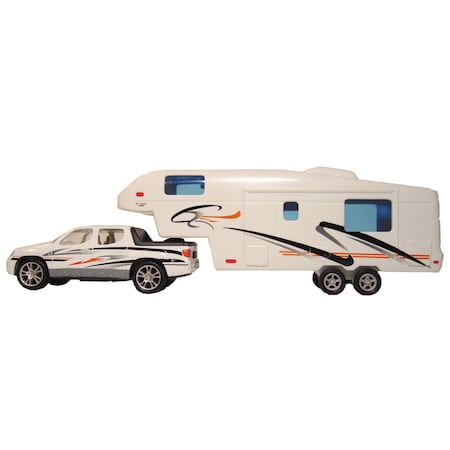 Mini Pick Up Truck & 5th Wheel Trailer Hitch & RV Camper Toy Model